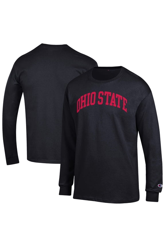 Men's Champion Black Ohio State Buckeyes Basic Arch Long Sleeve T-Shirt