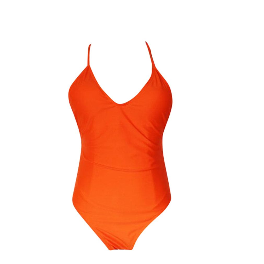 Sweet Candy Color One-piece Swimming Suit Solid Color Women Swimsuit ...