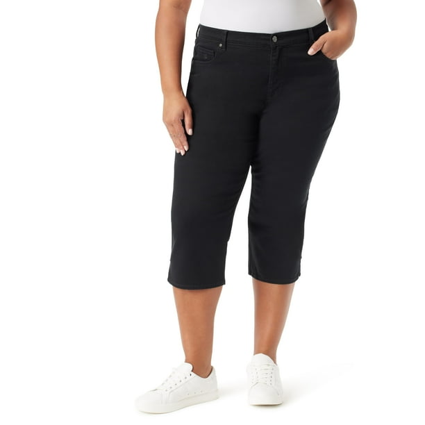 Pantalones Capri Gloria Vanderbilt Amanda Negro para Mujer Petite