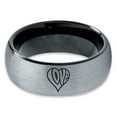 thumbnail image 2 of Tungsten Heart Love Hippy Boho Emoji Band Ring 8mm Men Women Comfort Fit Black Dome Brushed Gray Polished, 2 of 4