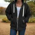 thumbnail image 5 of felwors Women's Full Zip Up Hoodie Long Sleeve Hooded Sweatshirts Pockets Jacket Coat for Women Black, L, 5 of 7