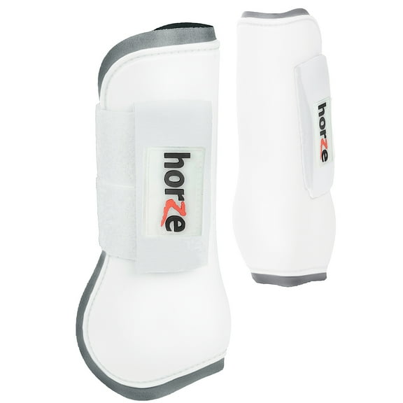 Full Horze Hard Outer Shell Protects Neoprene Lining Tendon Boots White Grey