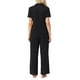 thumbnail image 3 of Conjunto de lounge para mujeres INSPIRE CHIC, conjunto de pijama de punto sólido, manga corta, pantalones largos, 2XL, negro, 3 of 6