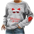 thumbnail image 1 of Hauts de Noël pour Femmes Manches Longues Automne et Hiver Pull Imprimé de Noël Col Rond Manches Longues Blouse Unie Chandails en Molleton Sexy Décontracté, 1 of 4