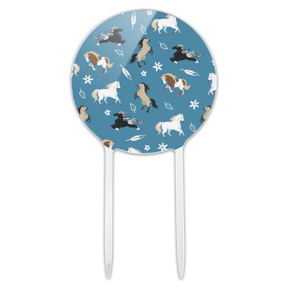 Acrylic Frolicking Horses Pattern Cake Topper Party Decoration for Wedding Anniversary Birthday Graduation