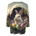 thumbnail image 5 of Feancey 3/4 Sleeve T Shirts for Women Easter Bunny Shirts Colorful Eggs 3D Print Tunic Tops Round Neck Loose Holiday Blouse Easter Day Shirt Funny Gift Gray 3XL, 5 of 6