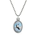 thumbnail image 1 of Flying Stork Antiqued Oval Charm Pendant with Chain, 1 of 3