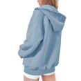 thumbnail image 3 of NIEWTR Sweatshirt Color Solid Zip Jackets Long Hoodie Top Girls Sleeve Up Little Girls Kids Girls Coat&jacket Fall Winter Coat (5-6 Years,Z01-Light Blue), 3 of 8