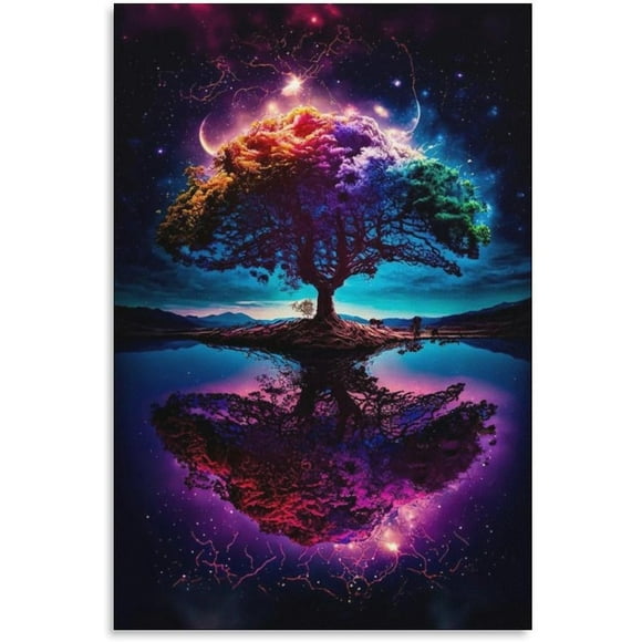 PPHAOSHO The Cosmic Tree of Life Symbolizes The Unity of All Existence Poster frameless Painting Canvas Wall Posters Art Picture Print Modern Home Decor 16x24inch