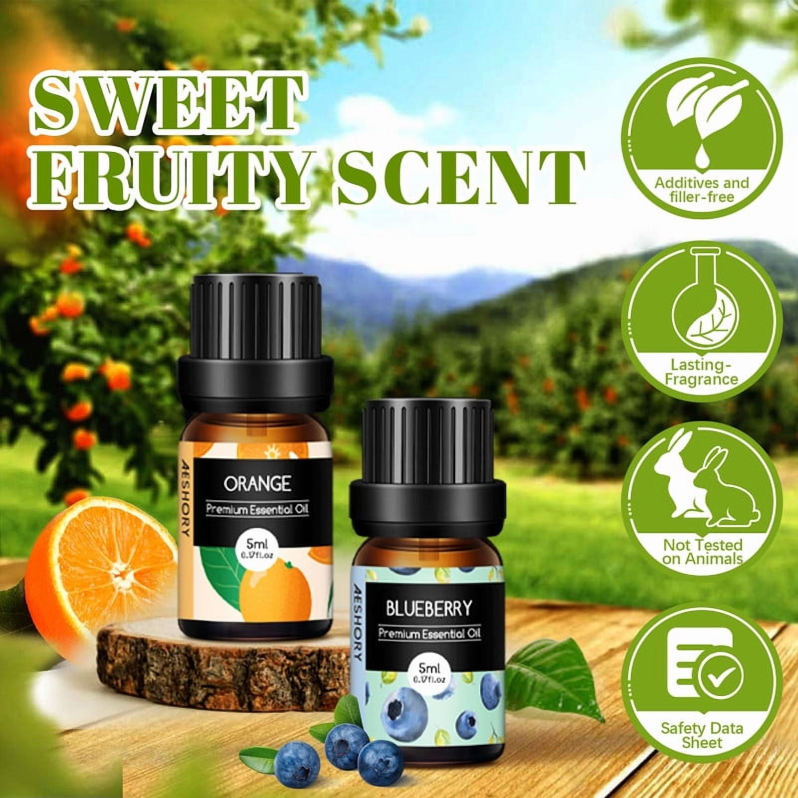 Aeshory 28-Pack Fruit Fragrance Oils Set - 5ml Aromatherapy Oils for Diffusers and Candle Making
