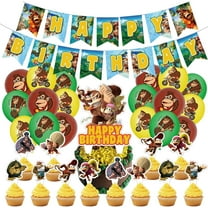 32-Piece For Donkey Kong Cartoon-Themed Party Decoration Set – Includes Banner, Cake Topper, 12 Cupcake Toppers, and 18 Balloons for Festive Celebrations