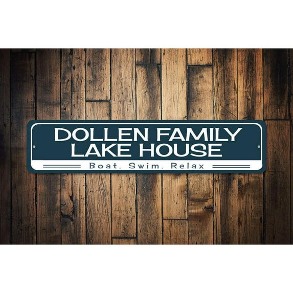 Boat Swim Relax Novelty Sign, Metal Wall Decor - 4x18 inches