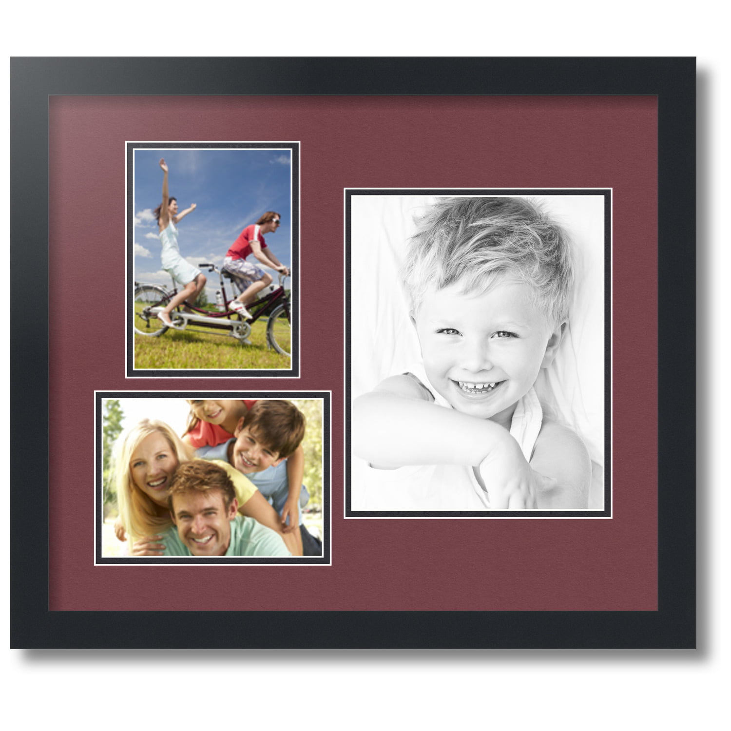 4x6 Openings with Satin Black Frame and Scotch Mist mat. ArtToFrames Collage Photo Frame Double Mat with 2-5x7 