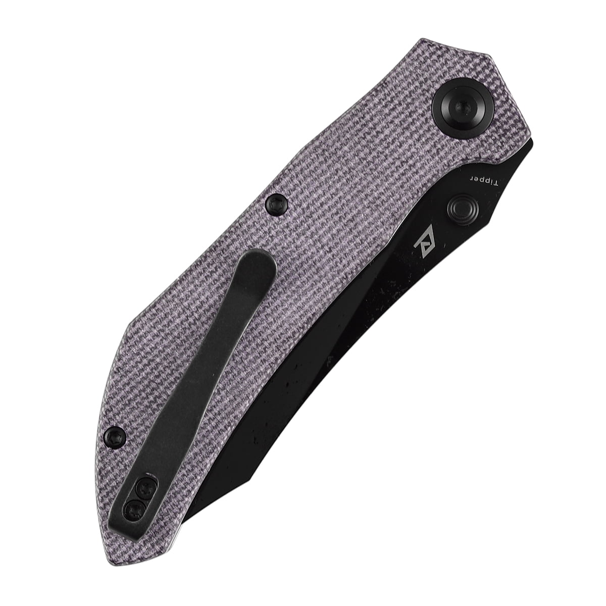 Tenable Tipper Folding Pocket Knife 3.39'' Blackwash Nitro V Blade,Purple Micarta Handle,B1079A2