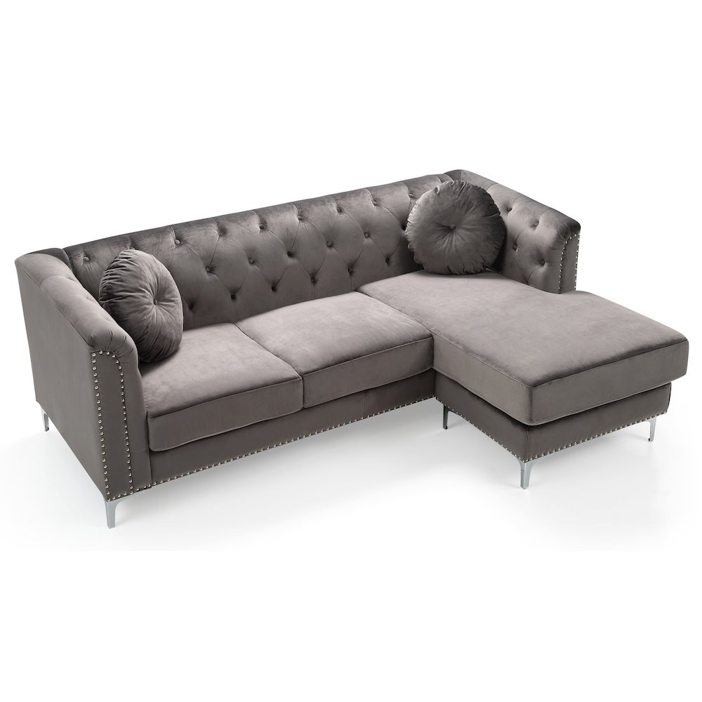 Glory Furniture Pompano Sofa Chaise in Dark Gray Color