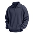 thumbnail image 3 of Quarter Zip Sweatshirt Boys Girls Waffle Casual Loose Fashion Fall Winter Tops Lapel Long Sleeve Pullover (7Years, Navy), 3 of 9