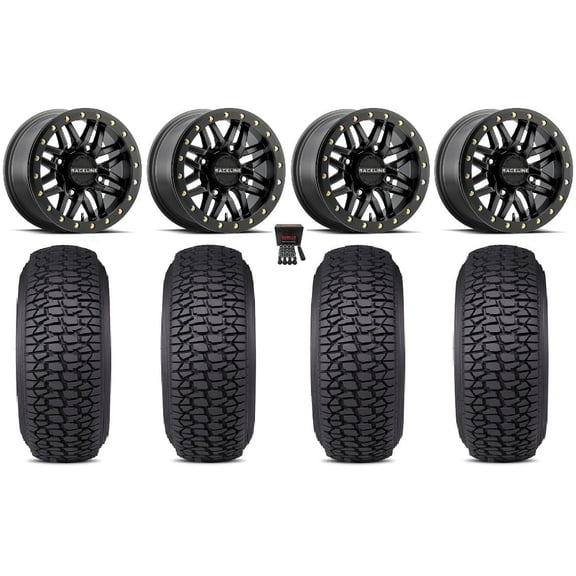 Raceline Ryno Bdlk 15" Wheels Bk 30" Regulator 2 Tires Can-Am Commander Maverick Renegade Outlander Defender