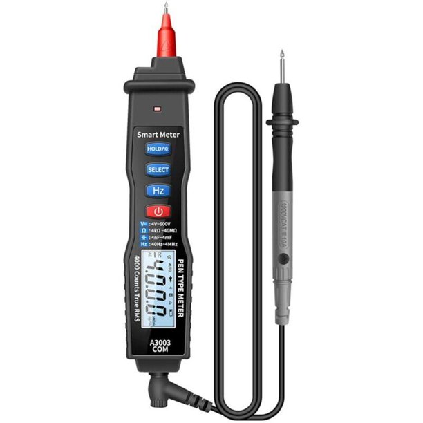 Portable Digital Pen Multimeter 4000 Points, AC/DC Voltage Tester with NCV, A3003 (Black)
