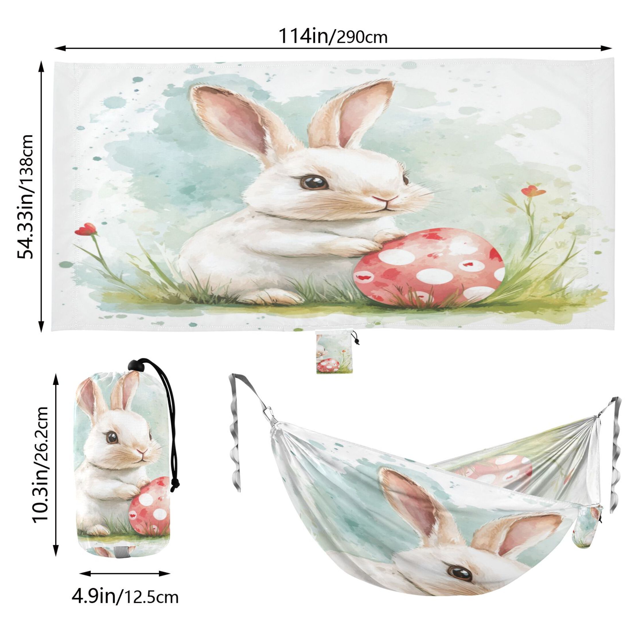 Hammock Camping Hammock Nylon Portable Hammock Travel Camping Hammock Easter White Rabbit