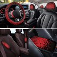 thumbnail image 4 of Binienty Halloween Auto Seat Covers Full Set with Headrest Covers Armrest Pad Shoulder Seatbelt Pads 15 Inch Car Steering Wheel Cover Keychains 14 Pieces Halloween Automotive Interior Decor, 4 of 8