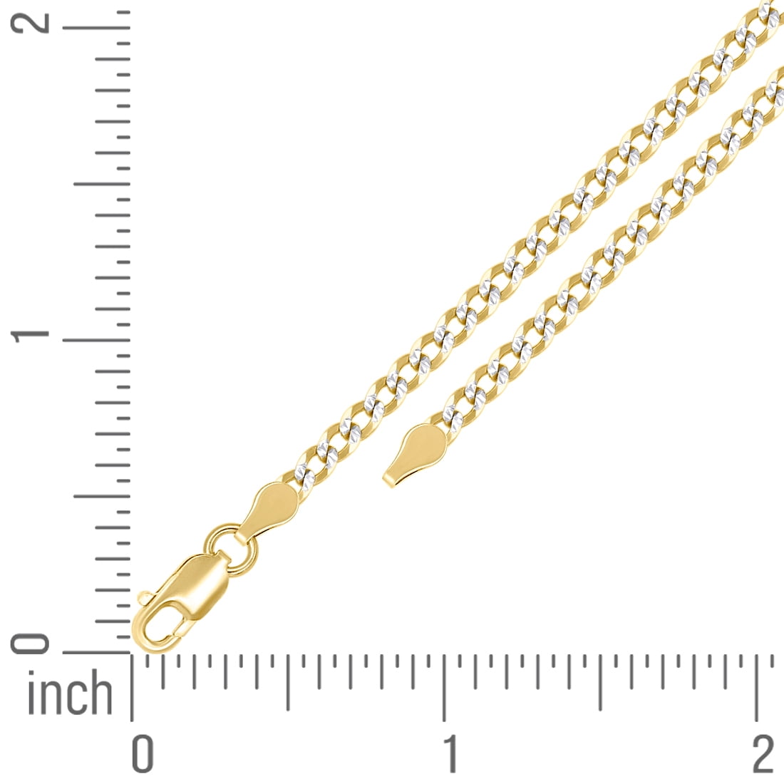925 Sterling Silver Solid Super Flat Comfort Curb Chain Two-tone 2.8mm Anklet 9 Inch Anklet for Women and Men