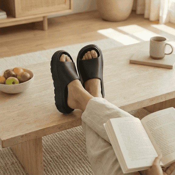 Women's Platform Slide Sandals - Comfortable Thick Sole EVA Open Toe Casual Slippers for Daily Wear