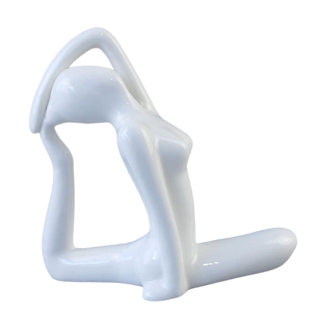 Estatua de cerámica, figurita pequeña, adorno moderno de colección, figurita para meditación. Estiramiento de un solo brazo