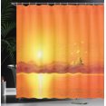 thumbnail image 4 of Ambesonne Egypt Shower Curtain, Geometry Symbol in Air, 69"Wx84"L, Orange and Yellow, 4 of 5