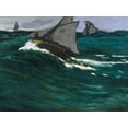 thumbnail image 2 of Monet, Claude 14x12 Black Ornate Wood Framed with Double Matting Museum Art Print Titled - The Green Wave 1867, 2 of 4