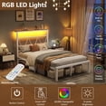 thumbnail image 6 of VanAcc Metal Bed Frame with LED Lights Platform Storage Shelf, Twin, Vintage Modern Style, White, 6 of 9