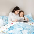 thumbnail image 4 of Manfei Cute Initial K Twin Comforter Sets,Princess Bow Bedding Set,Golden Blue,Polkadot Reversible,2 Pieces,1 Comforter and 1 Pillowcase, 4 of 7