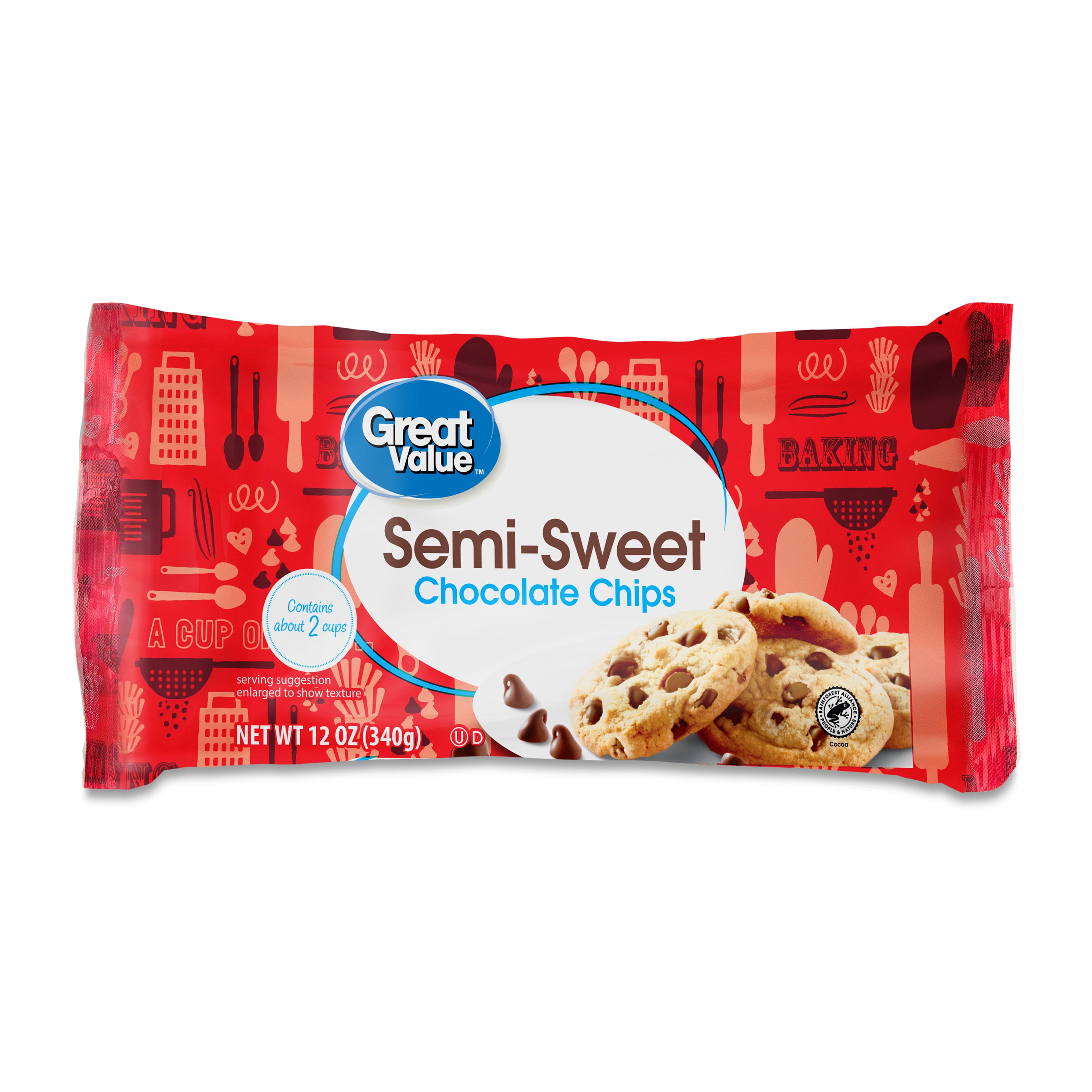 (6 pack) Great Value Semi-Sweet Chocolate Baking Chips, 12 oz Bag