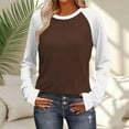 thumbnail image 2 of Busydd T Shirts for Women Casual Versatile Round Neck Tops for Women Trendy Color Block Womens Long Sleeve Tops M, 2 of 9
