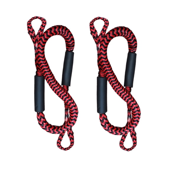 Pactrade Marine Bungee 2 Pieces Dock Line Mooring Rope 3ft EVA Foam Floats (Red & Black)