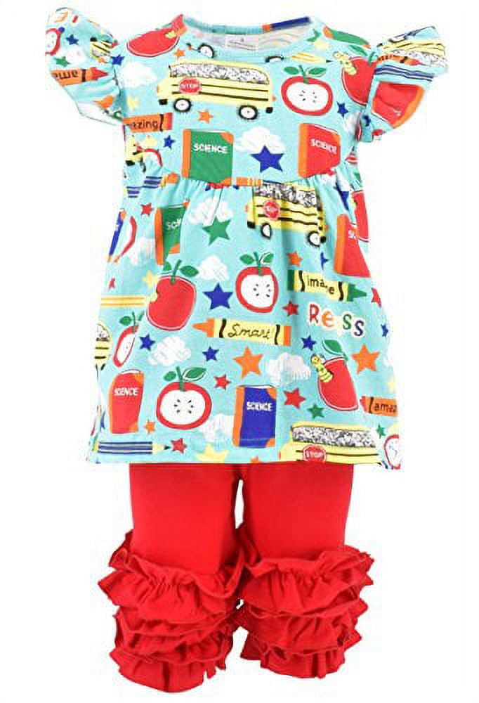Unique Baby Girls Back to School Recess Tunic Boutique Outfit (3T/S