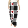thumbnail image 2 of Goofa Heart Black Buffalo Plaid Gingham Printed Soft Pajama Pants for Women, Wide Leg Comfy Casual Lounge Yoga Pants-Small, 2 of 9