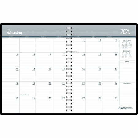 2026 House of Doolittle 8.5" x 11" Calendar Year Monthly Planner Faux Leather Cover Blue (26207-26)