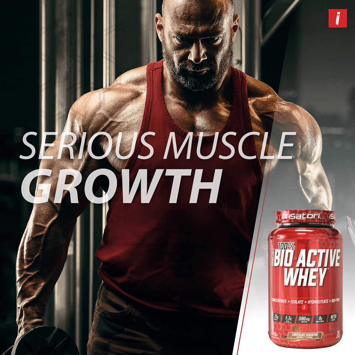 iSatori 100% Bio-Active Whey Protein Powder, Concentrate, Isolate and Hydrolysate - Bio-Gro, Bio Active Peptides, and BCAAs for Recovery 25G of Protein per Serving – Chocolate Sensation (26 Servings)