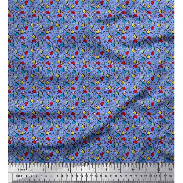 Soimoi Poly Georgette Fabric Scientific Lab Equipments Education Theme Decor Fabric Printed Yard 42 Inch Wide