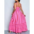 thumbnail image 3 of Plus Size Pink Striped Maxi Dress With Flounce Hem Sleeveless Spaghetti Strap Woven Fabric Casual Summer Dress, 3 of 6