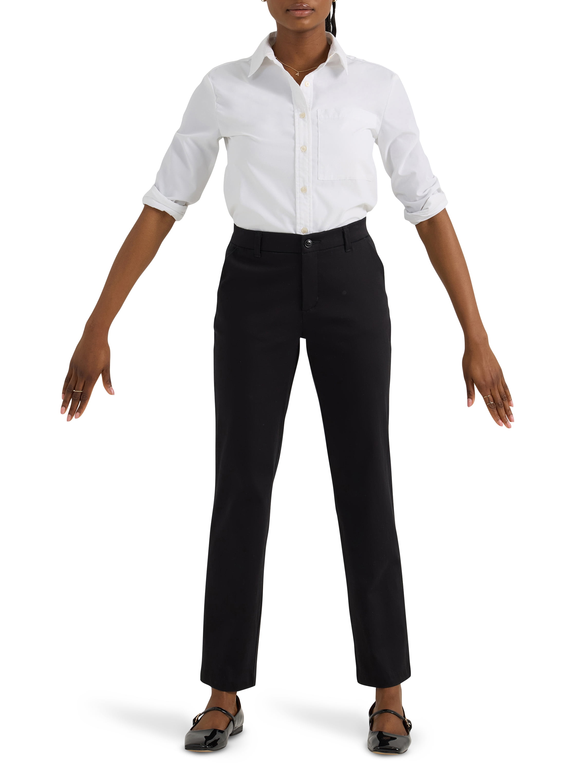 Lee Women's Straight Leg Woven Pant with Comfort Waist