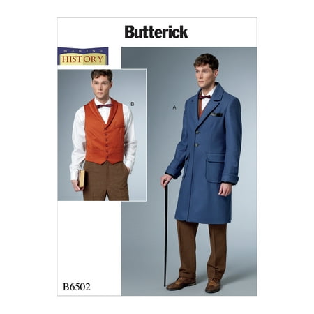 Fully Lined Lined Vest Butterick Pattern Men's Single-Breasted Lined Coat with Back Belt and Vest wit-46-48-50-52 ()