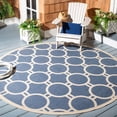 thumbnail image 2 of Safavieh Courtyard Ariel Geometric Indoor/Outdoor Area Rug, Blue/Beige, 7'10" x 7'10" Round, 2 of 7