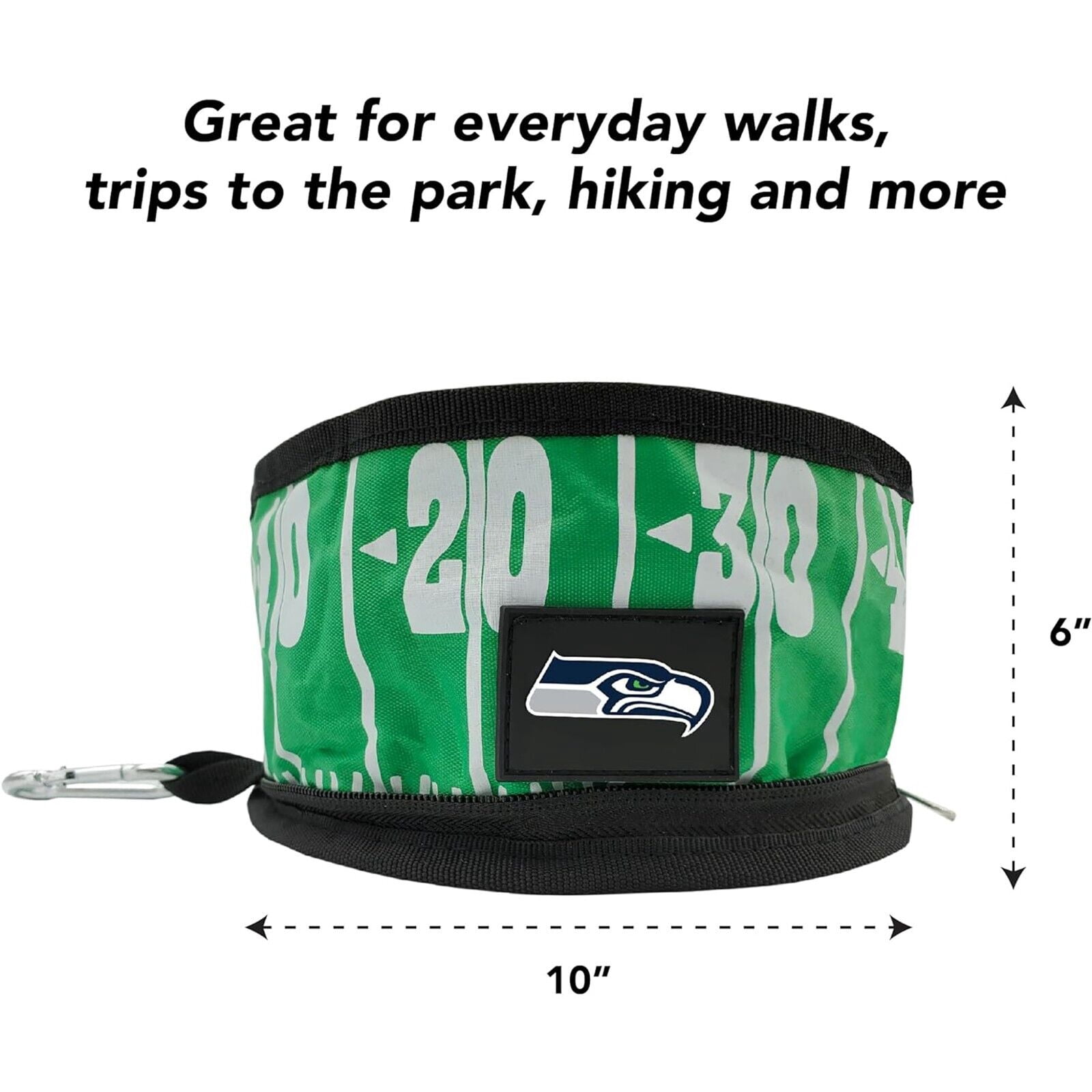 Pets First NFL Seattle Seahawks Collapsible Dog Travel Bowl, Food and Water Bowl for Dogs, Best Portable & Lightweight Leak-Proof Dog Bowl for Travel