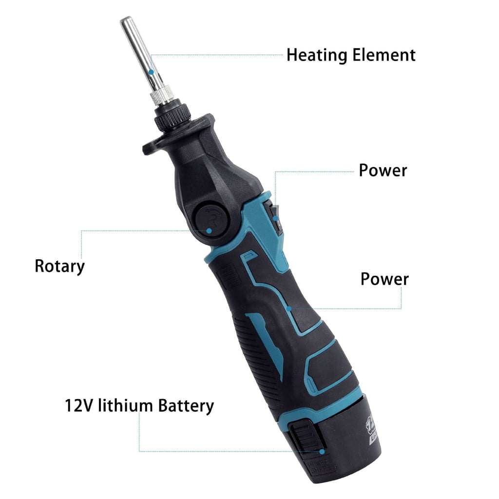 30W Cordless Soldering Iron 0-400℃ Welding Tool 0-90° Fast Heating in 50Seconds 2 Tips for Repair