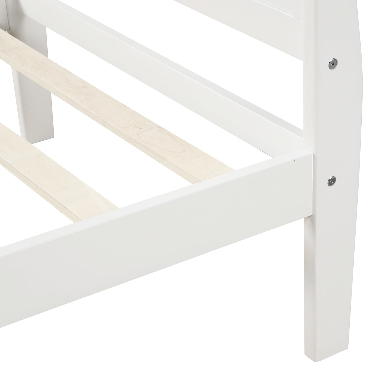 Mintazer Twin Size Platform Bed Frame with Classic Sleigh Design Headboard & Footboard for Guest Room Bedroom, No Box Spring Needed, White