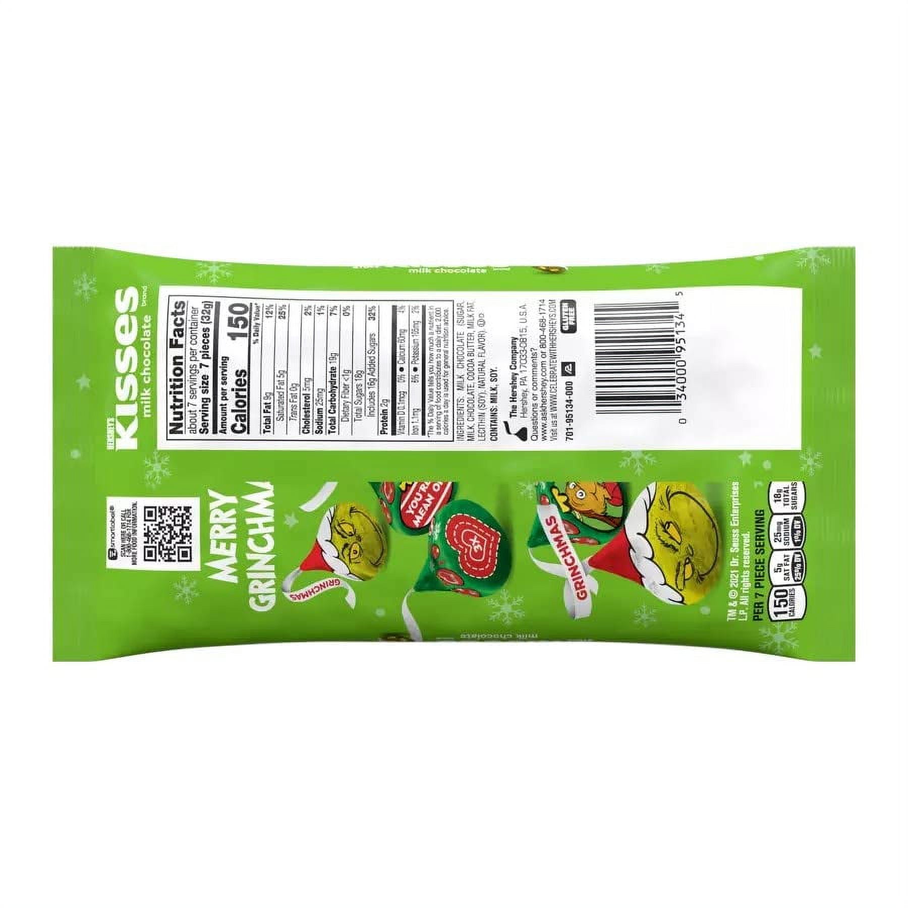 Hershey's Milk Chocolate Grinch Kisses 7.4 oz. Bag