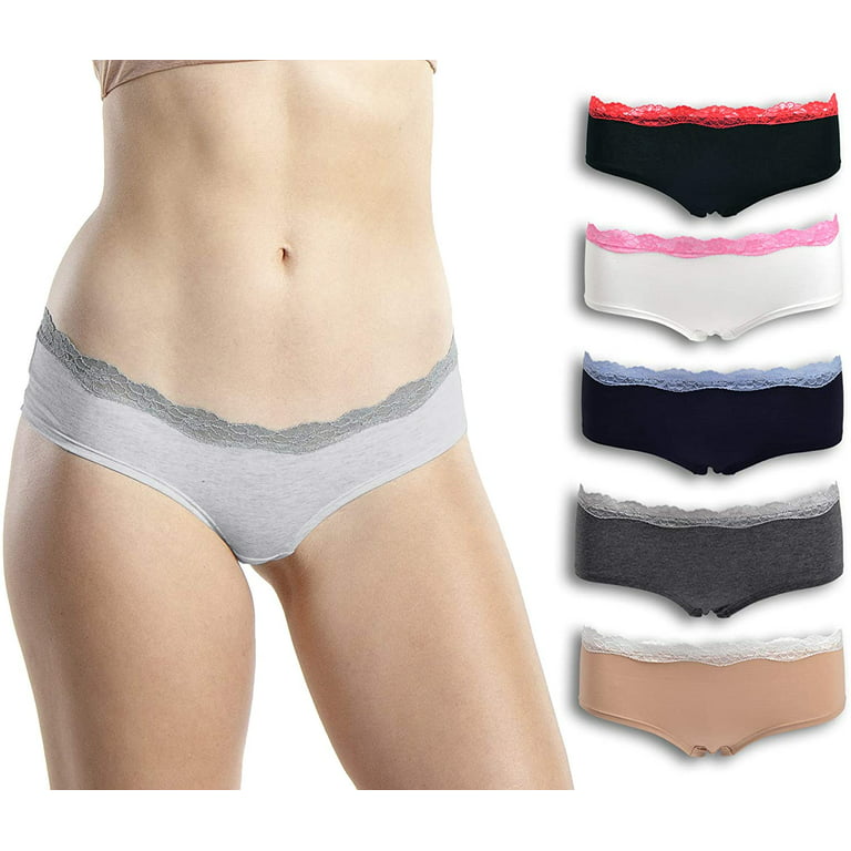 Emprella Womens Lace Underwear Hipster Panties Cotton - Spandex - 5 Pack  Colors and Patterns May Vary Assorted 