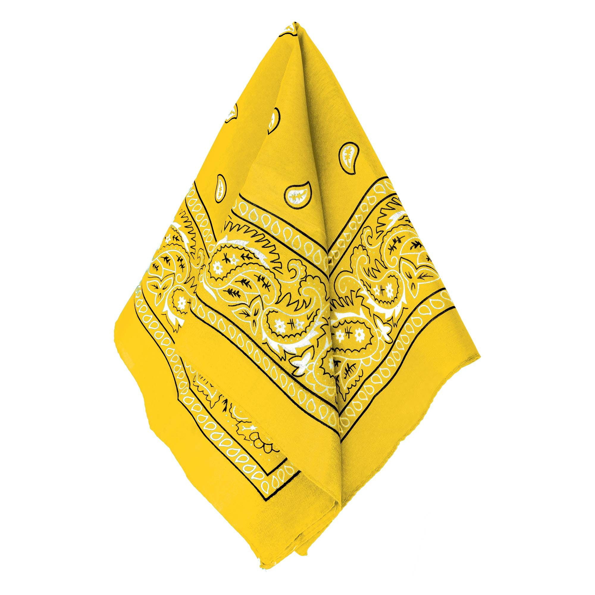 20" x 20" Yellow Bandana,Pack of 2