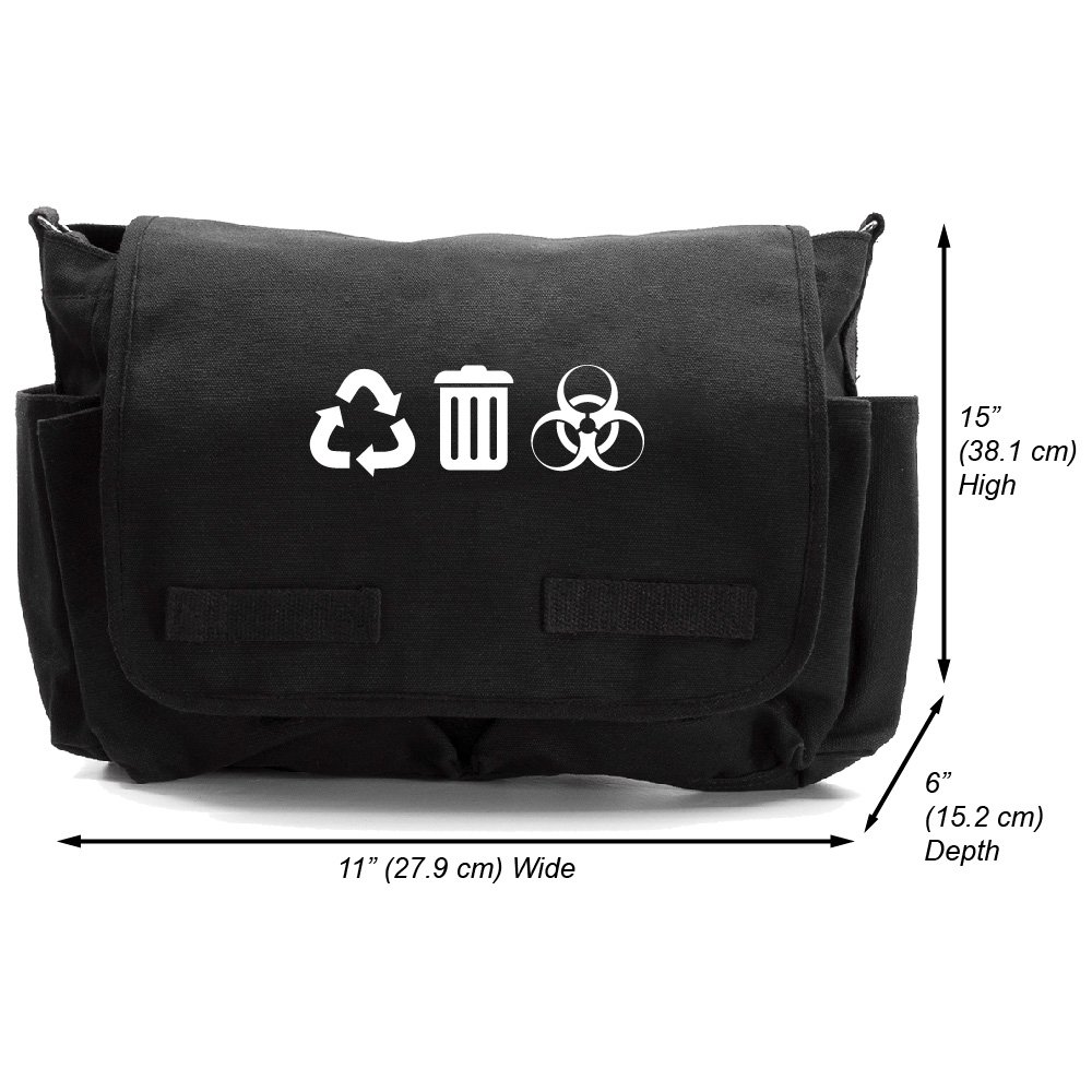 Grab A Smile Recycle Biohazard Trash Heavyweight Canvas Messenger